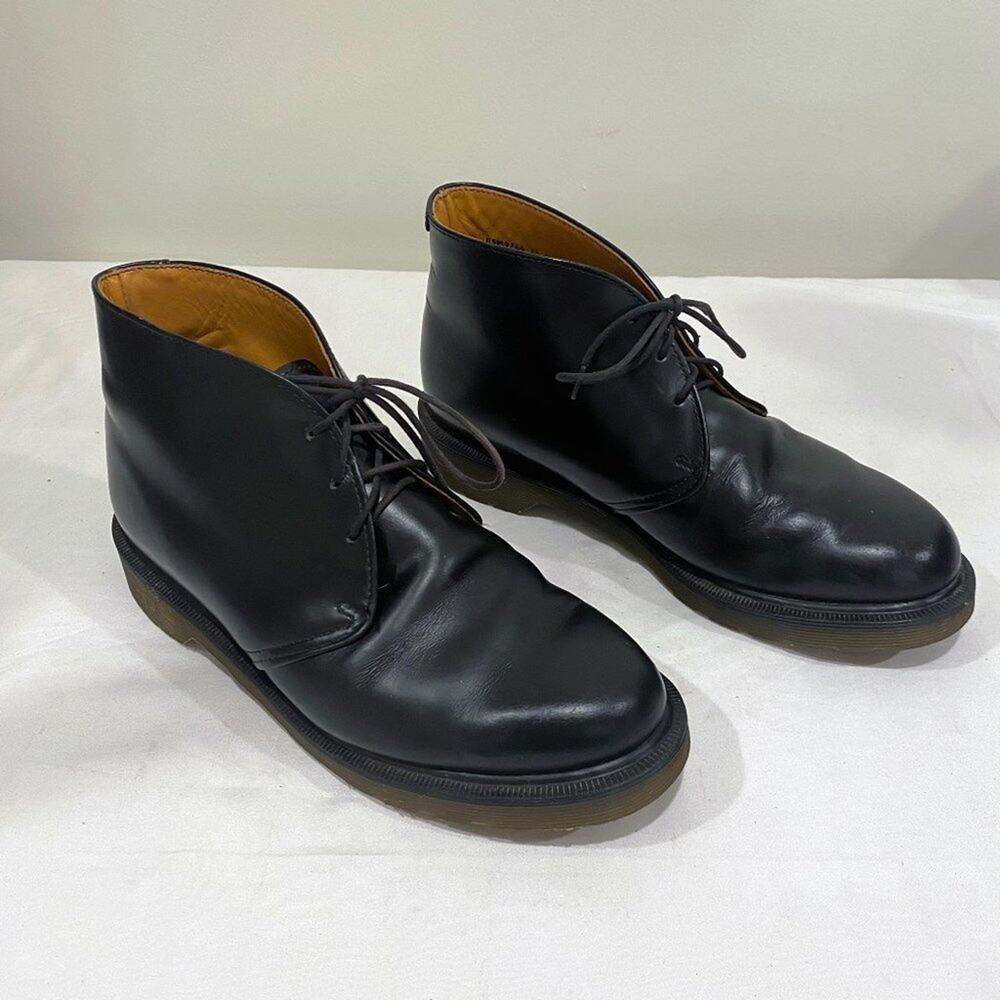 Vintage Doc Dr. Martens 3-eye Chukka Boots Black Leather England UK 7 US 8